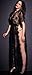 GMJF Women's Sexy Lace and Chiffon Babydoll Nightwear Long Gown Lingerie with Thong, Black, One Size