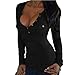 Sumtory Women Plus Size Long Sleeve Solid Button Down V Neck Tee Shirts Tops