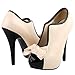 SHOW STORY Vintage Beige Black Two Tone Bow Platform Stiletto High Heel Ankle Boots,LF30427BG40,8.5US,Beige