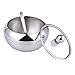 HardNok Stainless Steel Sugar Bowl with Glass Lid and Spoon, High Capacity, 17.5 Oz (520 ml)