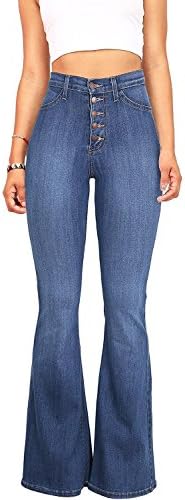Reveal Women's Classic High Waist Flare Denim Jeans Bell Bottoms (MSB 11)