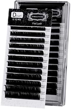 Eyelash Extension Flat Lash/Individual Eyelash Extension Supplies Salon Use/D Curl/Thickness 0.10mm~0.15mm Length 8-15mm Mixed Tray (0.10mm, MIX)