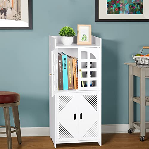 Bathroom Floor Storage Cabinet,Waterproof Bathroom Cabinets,White Storage Unit with Door,Floor Standing Cabinet Unit ,Home Storage Furniture Organizer Unit for Office Living Room Kitchen Entryway