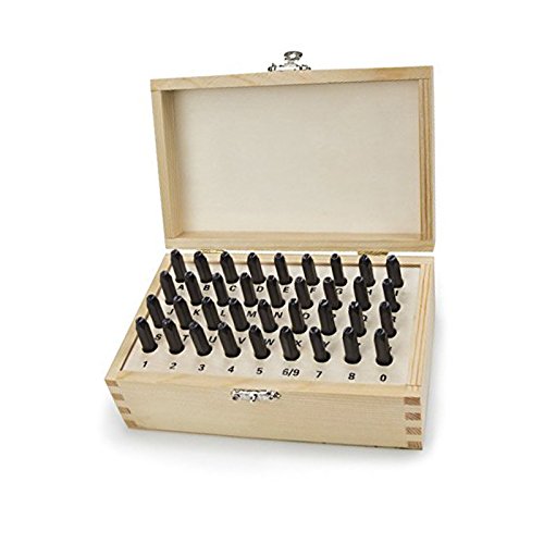 Yaetek 5/32-Inch Letter and Number Stamp Set, Wooden Box, 36 PIECE