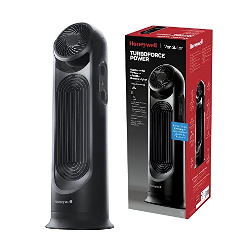 Honeywell TurboForce 2 in 1, Ventilatore oscillante a torre ad alta potenza, 6 velocità, 2 ventilatori con comandi indipendenti, Oscillazione a 80°, Ventilatore a torre di 80 cm, HYF500