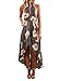 ZESICA Women's Halter Neck Floral Printed High Low Beach Party Maxi Dress,Grey,Medium