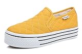 Aisun Women's Slip On Platform Loafers Canvas Shoes Sneakers