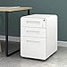 M&W 3 Drawer Mobile File Cabinet with Lock, Rhombic Edge Metal Filing Cabinet for Legal/Letter/A4 Size, Fully Assembled Except Wheels, White