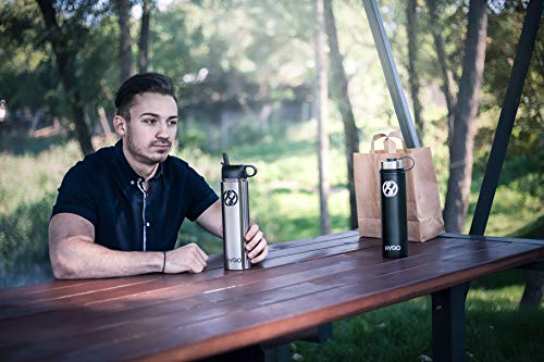 HYQO Insulated Stainless Steel Water Bottle | Cold 48 Hrs Hot 24 Hrs | 26 Oz Double Wall Vacuum Leak Proof Metal Water Bottle with Straw | Extra Flip & Drink Lid - Thumbnail 5