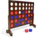GoSports Giant Wooden 4 in a Row Game | Choose Between Classic White or Dark Stain | 3 Foot Width - Jumbo 4 Connect Family Fun with Coins, Case and Rules