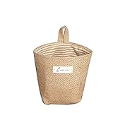 Ularmo New Hot Stripe Small Storage Sack Cloth Hanging Non Woven Storage Basket Bag (beige)