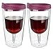 Merlot Red Lid Wine Tumbler, 10oz, 2 Pack - Southern Homewares - Insulated Double Wall Acrylic w/See Through Cup