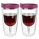 Southern Homewares Wine Tumbler - 10oz Insulated Vino Double Wall Acrylic With Merlot Red Drink Through Lid - Wine 2Go!, Set of 2