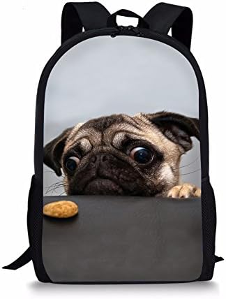 Cute Pug Dog Kids Backpack 8 Years Old Boys Girls Bookbags Lightweight Elementary School Bagpacks
