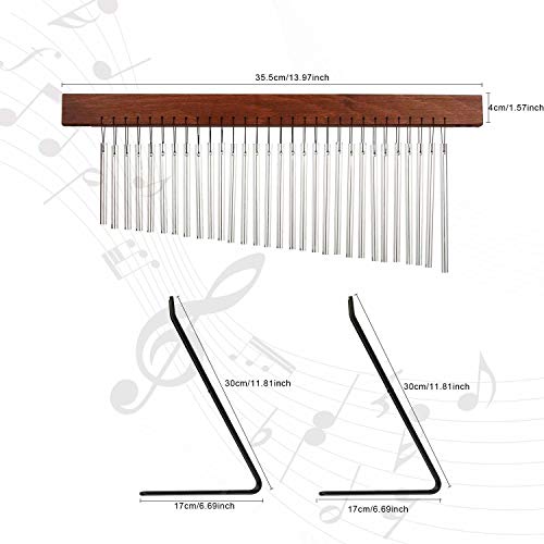 Table Top Bar Chime, Single-row Musical Percussion Instrument with Solid Aluminum Pipe and Iron Stand Stick for Ornament Classroom Office Decoration Kids Educational Gift