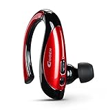 Guoer Bluetooth 4.1 Headset Noise Cancellation Earphone with Extra Extension Ear Piece for iPhone Android Smartphones and Bluetooth-enabled Devices for Driving Exercise Jogging Running(Red/Black)