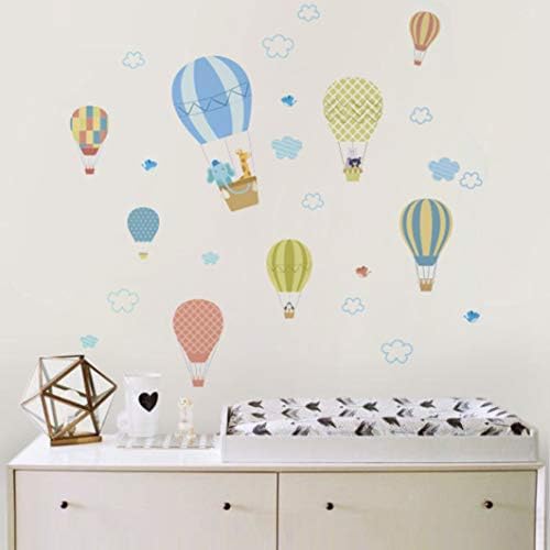 Hot Air Balloon Wall Decals, Cloud Wall Decals, Animals Wall Stickers for Kids Room Nursery, Vinyl Wall Decals for Bedroom, Non Toxic and Tasteless, Very Suitable for Baby Rooms A46
