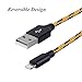 M.owstoni 3Pack 3,6,10ft Lightning Cable Nylon Braided Charging Cable Extra Long USB Cord for iphone 7,7 plus,6s,6s plus,6plus,6,5s 5c 5,iPad Mini, Air,iPad5,iPod 7on iOS9.(Black+Gold)