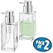 mDesign Square Glass Refillable Liquid Soap Dispenser Pump Bottle for Bathroom Vanity Countertop, Kitchen Sink - Holds Hand Soap, Dish Soap, Hand Sanitizer, Essential Oils - 2 Pack - Clear/Chrome