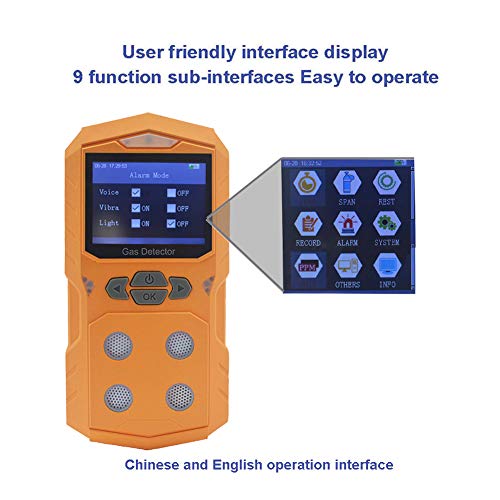 4 Gas Detector Portable Multi Gas Detector Monitor Color Display with Graphing Rechargeable Battery Sound Light Alarm 4 in 1 Gas Analyzer