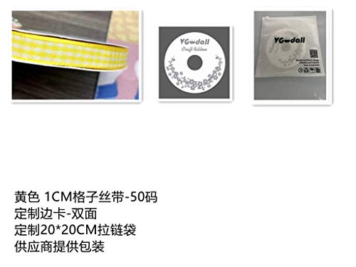 VGoodall Yellow Gingham Ribbon, 3/8 x 50Yd Picnic Craft Ribbon Blue Ribbons for Hair Accessories Craft and Christmas Gift Wrapping