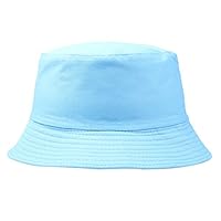 Slendima Outdoor Unisex Portable Solid Color Folding Fisherman Sun Hat Bucket Cap Fits Men Women Sky Blue