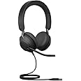 Jabra Evolve2 40 PC Headset - Noise Cancelling Microsoft Teams Certified Stereo Headphones with 3-Microphone Call Technology - USB-A Cable - Black