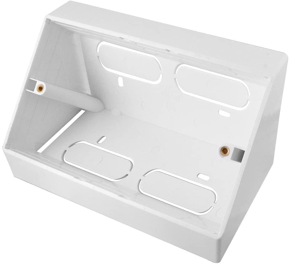 Auline 45 Degree Angled Pattress Surface Mounted Back Box in White (1, Double 2 Gang)