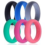 Silicone Wedding Ring, Smartdoo Wedding Band 6 Ring Pack for Men Women Flexible Comfort Sport Love Ring