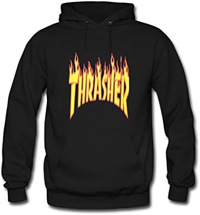 JITAU Custom Casual Cotton Thrasher Hoodies For boy's Large Black