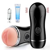 Vibrating Male Masturbator Cup Masturbation Toys with Powerful Vibration for Intense Stimulation, PALOQUETH Realistic Male Sleeve Stroker with Innovative Squeezable Panels for Customized Play