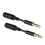 2 Pack Headset Audio Jack Extender, 3.5mm Gold Plated Headphone Audio Jack Extension Adapter for Battery Charger Case, Power Case, Juice Pack for Smartphones, Tablets, Credit Card Readers (3in)