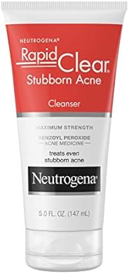 Neutrogena Rapid Clear Stubborn Acne Face Wash with 10 Benzoyl Peroxide Acne Treatment Medicine Daily Facial C