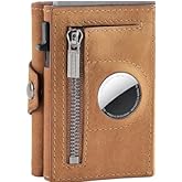 Plinvo Men's Slim Genuine Leather Wallet, RFID Protected with Airtag Holder and Minimalist Design (Brown)