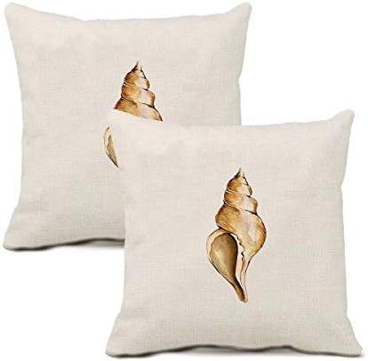 linyangpt Pack Of 2 Throw Pillows Covers bolster cushion case Faux Linen Effect Dream Conch