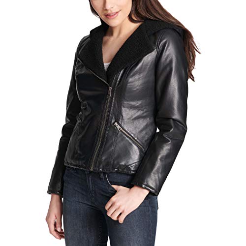 Levi's Size M WMNS Moto Sherpa Lined Leather Jacket Lw5ru163 Black for sale online | eBay