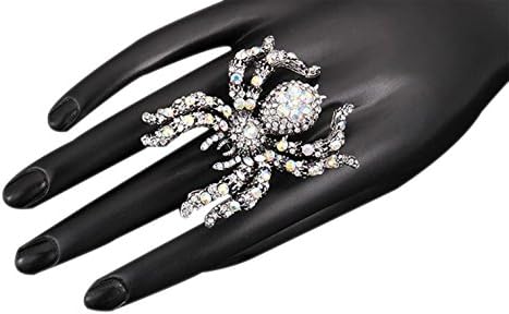 JXJALFQ Halloween Creepy Crystal Rhinestone Spider Adjustable Ring Charms Jewelry Party Gifts