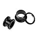BodyJ4You Plugs Tunnels 0G (8mm) Black Steel Screw Fit Flesh Tunnel Plug 0 Gauge - 2 Pieces