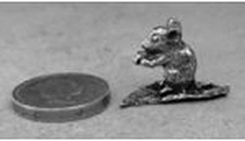 Dollhouse Miniature Pewter Figurine of a Mouse on a Leaf