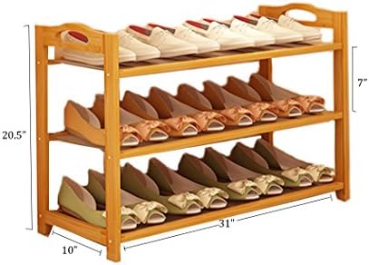 100% Natural Bamboo Shoe Rack，Shoe Organizer with Slats Design, Multifunctional Shelf &amp; Storage (3-tier 31"L x 10"W x 20.5"H)
