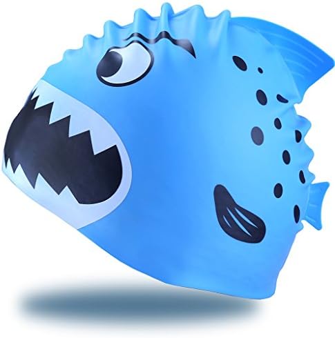 WELKOOM Swimming Cap for Kids, High Elastic Silicone Toddler Swim Cap, Bathing Cap,Fun Design for Children, Boys and Girls, Keep Hair Clean Ear Dry, Aged 2-6