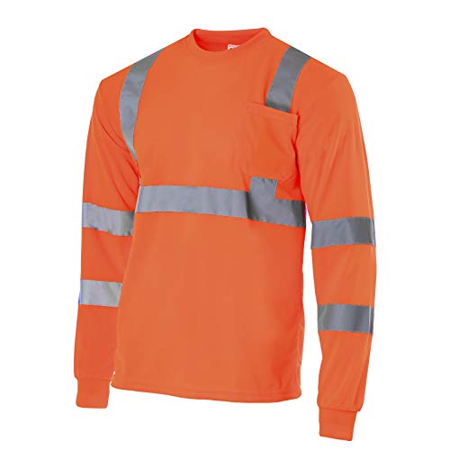 JORESTECH Safety T Shirt Reflective High Visibility Long Sleeve Orange ANSI Class 3 Level 2 Type R TS-08 (M)