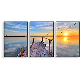 Framed Canvas Wall Art for Living Room, Bedroom Beautiful Sunset Canvas Prints for Home Decoration Ready to Hanging - 16"x24"x3 Panels
