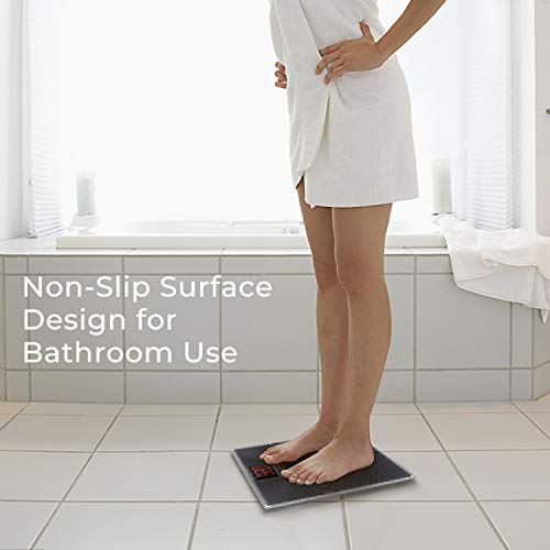 SUNAVO Digital Bathroom Scale 400 Pounds Step-On Technology Waterproof Fingerprint Body Weight Scale Non-Slip Design Backlit Displays Scale with Tempered Glass (Bathroom Scale) - Thumbnail 2