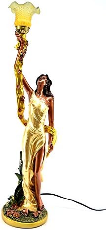 (D) Pretty Lady Handcrafted Lamp 35 Inches, Desk Lamp with Nightlight, Table Lamp, Creative Home Decor (R)