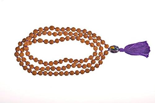Rudraksha tibetan Handmade Love Intention Purple Mala with 108 beads for Meditation, chanting Japa/Prayer
