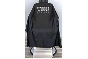 TRU BARBER Silicone neck cape, 100% Polyester, light weight cape and Waterproof, Professional Cape with Snap Closure Hair Salon Cutting Cape, 50" x 58” (Black/White)