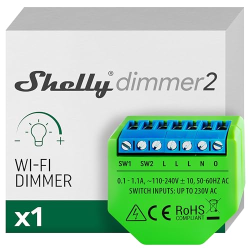 Dimmer 2, Módulo Regulador de Luz W-Fi, Atenuador Inalámbrico, No necesita neutro, LED 10-220W, incandescentes/Halógenas 1-220W Compatible con Alexa & Google Home, iOS Android App