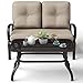 Giantex 2 Pcs Patio Loveseat with Coffee Table Outdoor Bench with Cushion and Metal Frame, Loveseat Furniture Set Sofa for Garden, Yard, Patio or Poolside