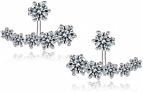 megko Women's Fashion Crystal Paved Ship Shape Ear Jacket Earrings Back Double Sided Stud Earring
